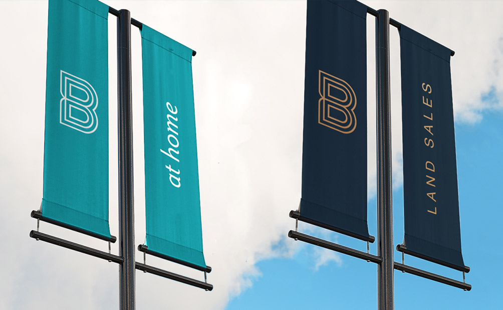 Outdoor flags for Bartram Mews Estate, Perth WA. Designed by Axiom Design Partners