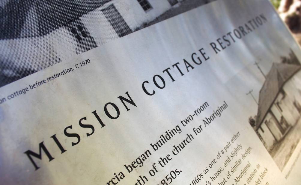 New Norcia - Mission Cottages Restoration Interpretive Sign