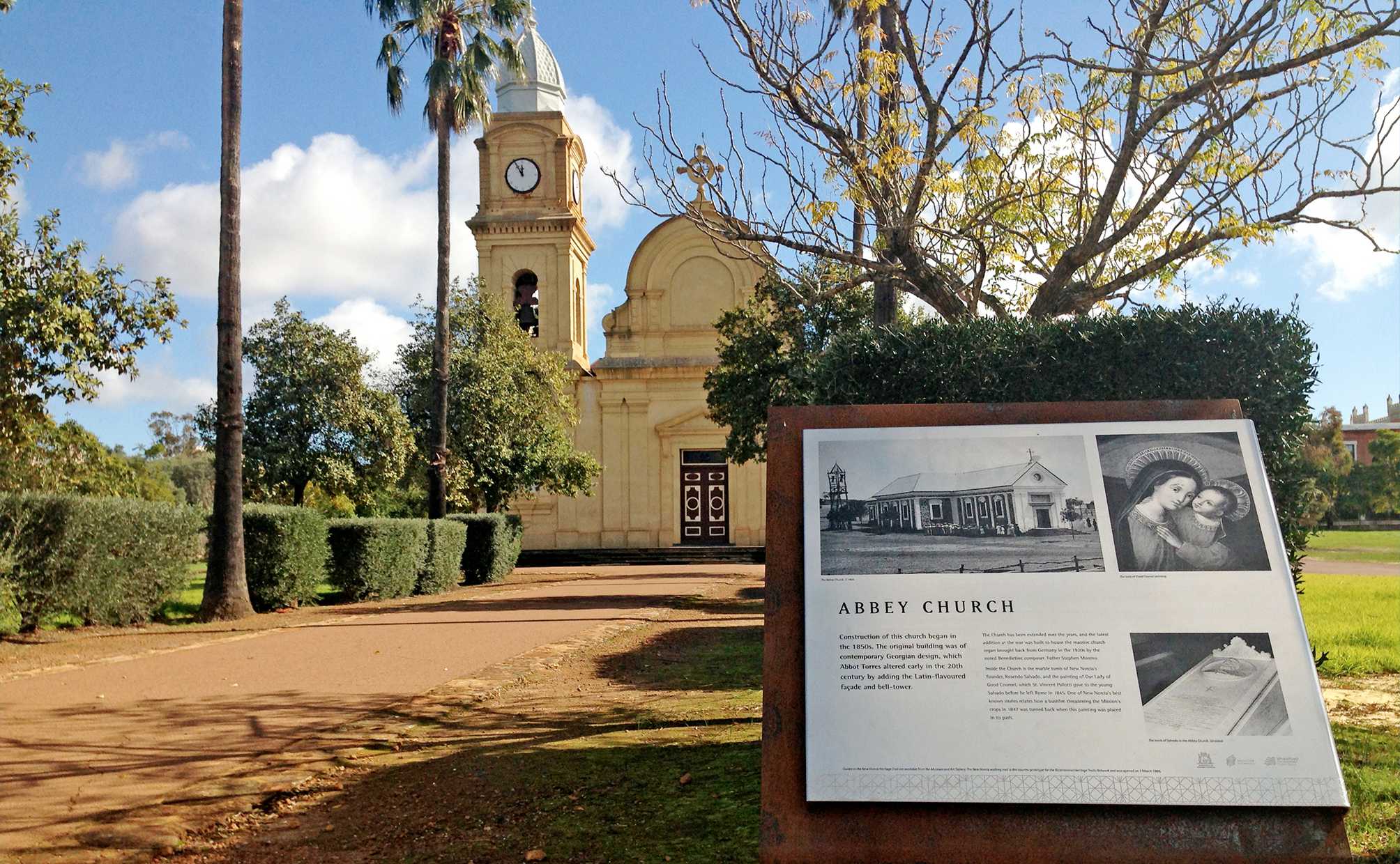 New Norcia - Abbey Church Interpretive Sign