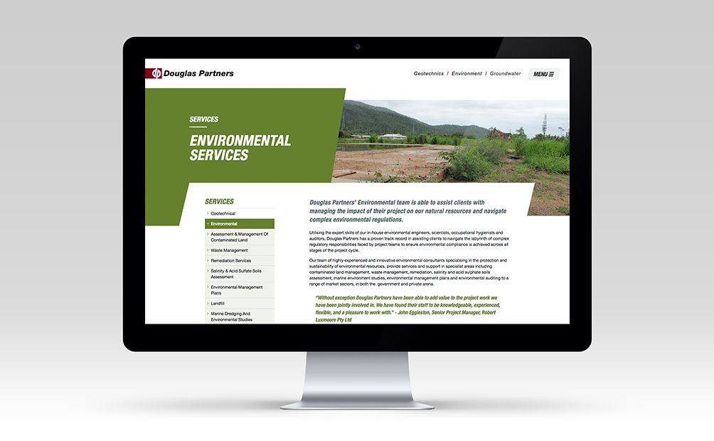 Douglas Partners Website - Colour-coded services pages