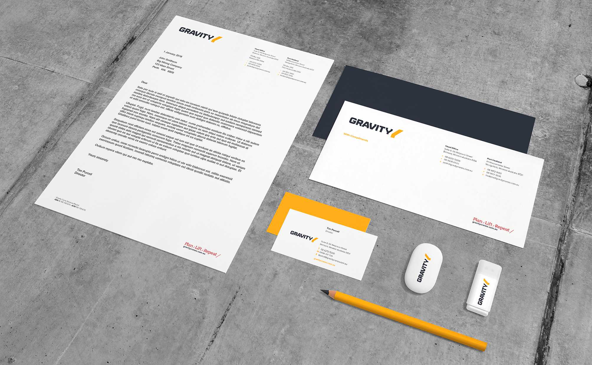 Gravity Cranes corporate stationery