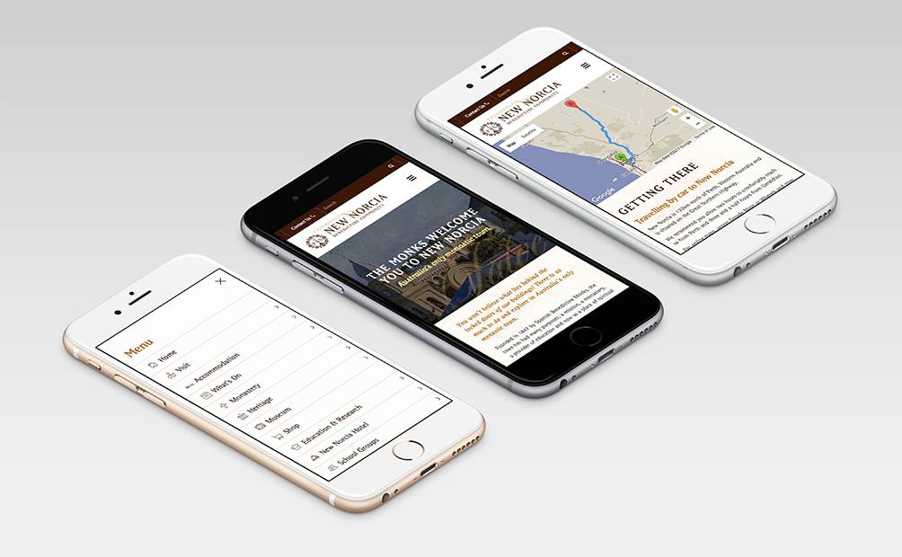 The New Norcia Website works on small screens