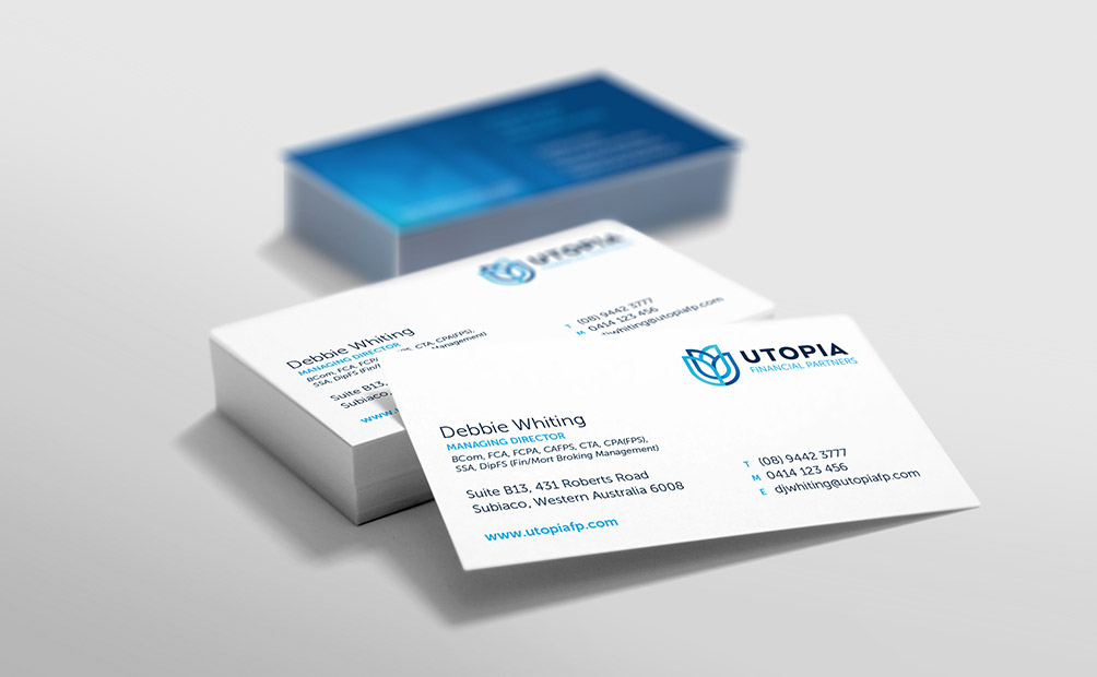 Business Cards for Utopia Financial Partners, by Axiom Design Partners