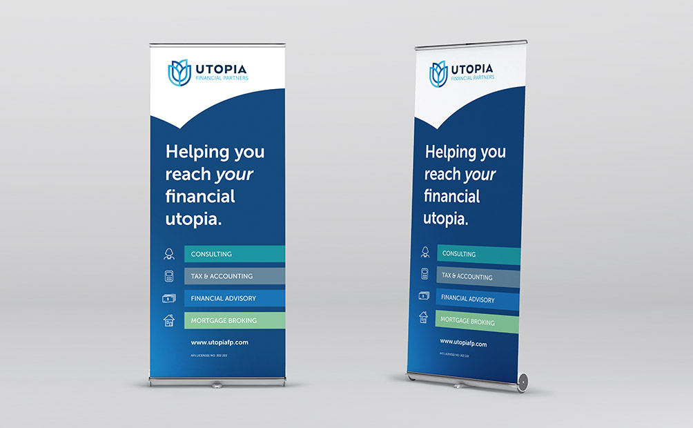 Pull-up banner design for Utopia Financial Partners, by Axiom Design Partners